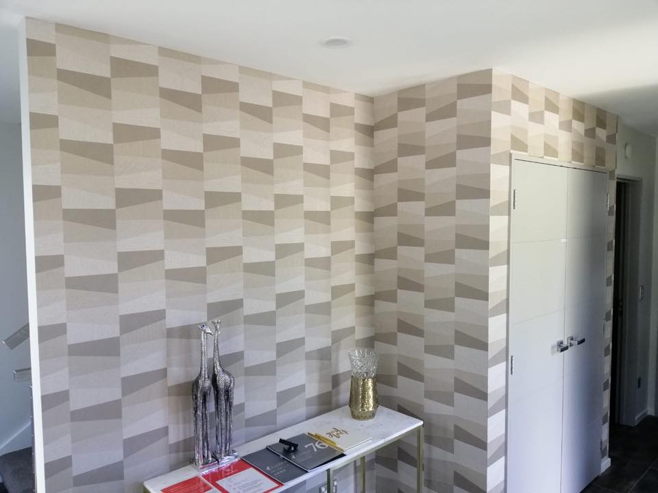 geometric pattern wallpaper installation in queenstown