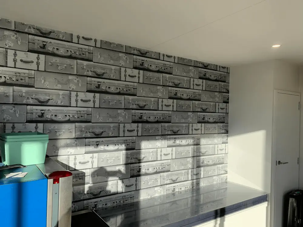 laundry room wallpaper installation