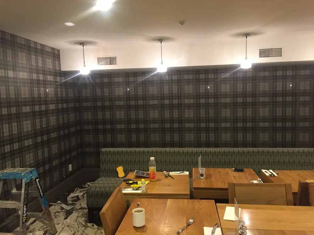restaurant wallpaper installation at pepper beacons